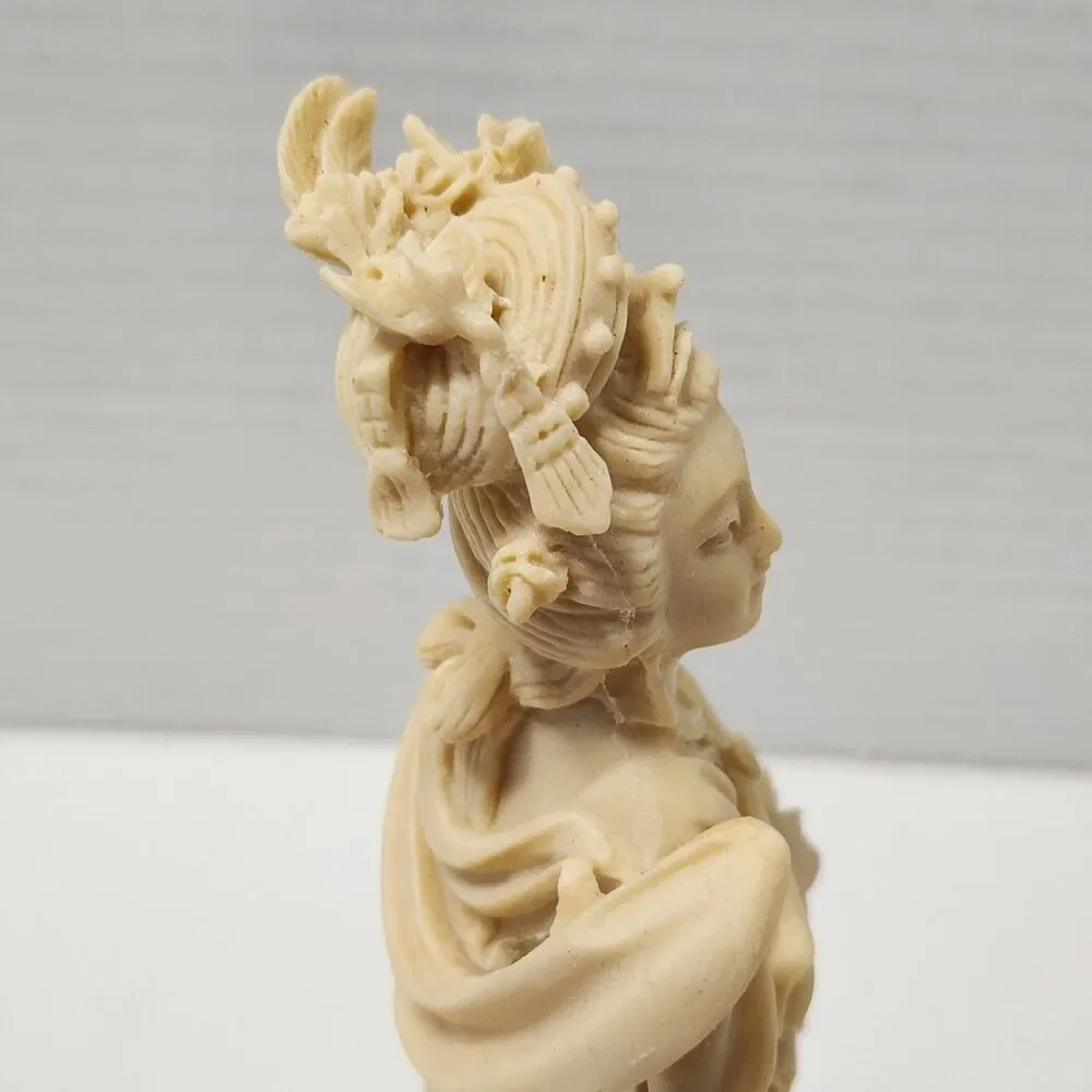 Set of 3 Chinese Resin Maiden Figurines Statues 7.5” Vintage